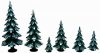 Bäume grün-weiß 24,5cm; 19cm; 6,5cm; 15,5cm; 12,5cm; 9,5cm